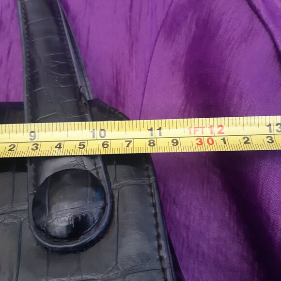 Vintage Naturalizer Faux Crocodile 12"x8" Dark Brown Handbag Purse Kiss Closure - Picture 14 of 16